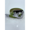 Ceinture verte à boucle ovale asymétrique