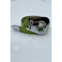 Ceinture verte à boucle ovale asymétrique