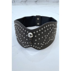 Ceinture à clou en simili cuir gris style bohème rock