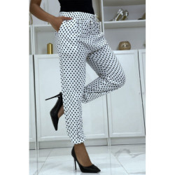 Pantalon fluide blanc à pois A-5