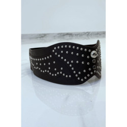 Ceinture à clou en simili cuir marron style bohème rock