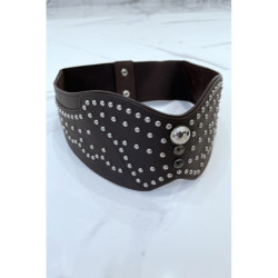 Ceinture à clou en simili cuir marron style bohème rock