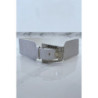 Grosse ceinture blanche bi-matière à bride métallisée et strass