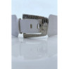 Grosse ceinture blanche bi-matière à bride métallisée et strass