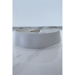 Grosse ceinture blanche bi-matière à bride métallisée et strass
