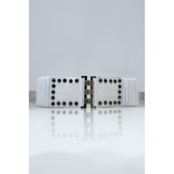 Ceinture blanche avec élastique et paillettes. Ceinture femme