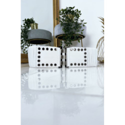 Ceinture blanche avec élastique et paillettes. Ceinture femme