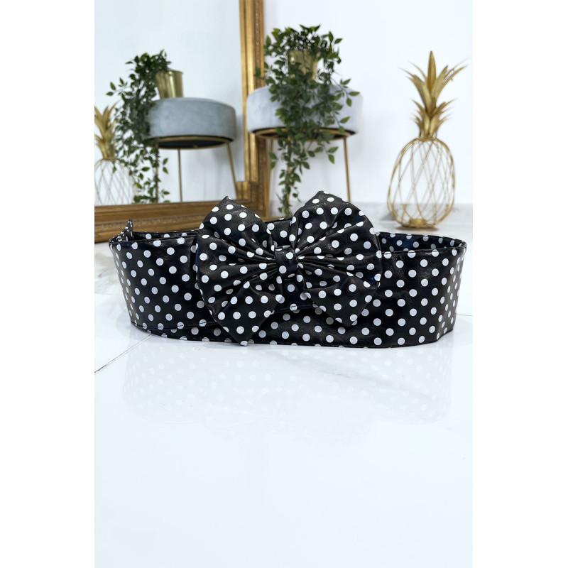 Ceinture noire en pvc avec noeud papillon