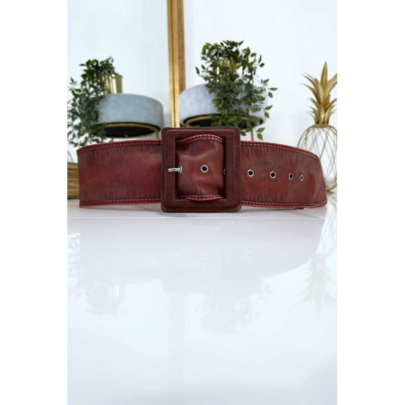 Ceinture rouge femme effet usé vintage