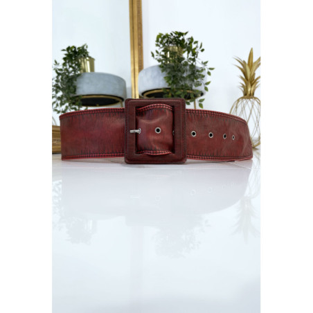 Ceinture rouge femme effet usé vintage