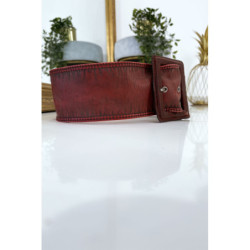 Ceinture rouge femme effet usé vintage