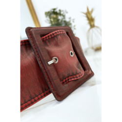 Ceinture rouge femme effet usé vintage