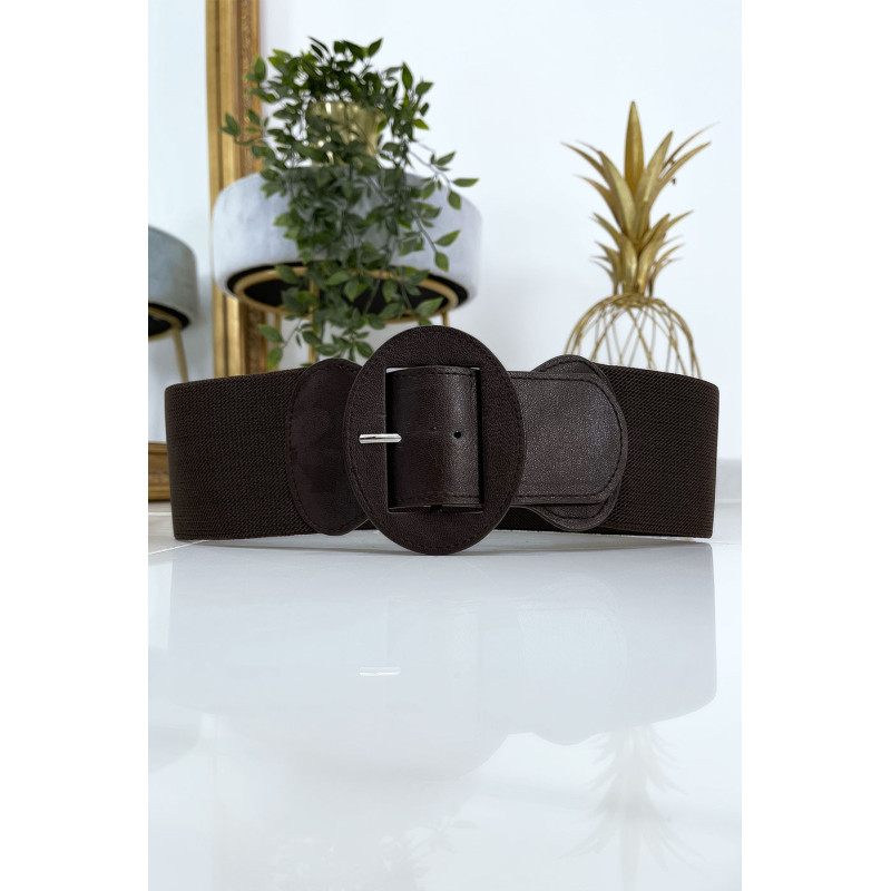 Ceinture marron boucle oval avec taille élastique