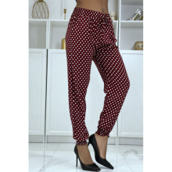Pantalon fluide bordeaux à pois A-5