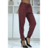 Pantalon fluide bordeaux à pois A-5