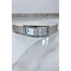 Ceinture argenté avec boucle rectangle strass et argenté