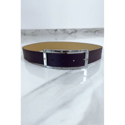 Ceinture violette avec boucle rectangle strass et argenté