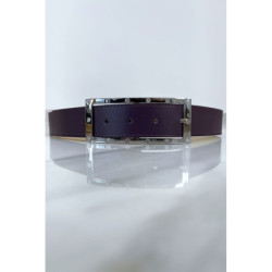 Ceinture violette avec boucle rectangle strass et argenté
