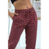 Pantalon fluide bordeaux à pois A-5