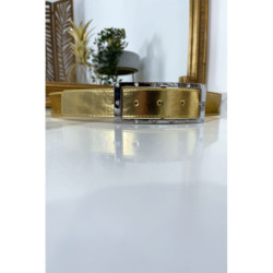 Ceinture doré avec boucle rectangle strass et argenté