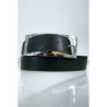 Ceinture noire avec boucle rectangle strass et argenté