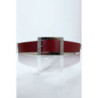 Ceinture bordeaux avec boucle rectangle strass et argenté