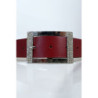 Ceinture bordeaux avec boucle rectangle strass et argenté