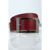 Ceinture bordeaux avec boucle rectangle strass et argenté