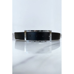 Ceinture verte avec boucle rectangle strass et argenté