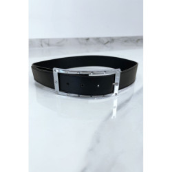 Ceinture verte avec boucle rectangle strass et argenté