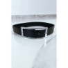 Ceinture verte avec boucle rectangle strass et argenté