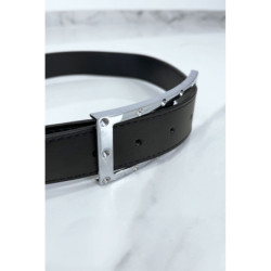 Ceinture verte avec boucle rectangle strass et argenté