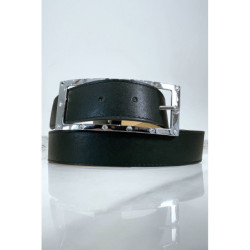 Ceinture verte avec boucle rectangle strass et argenté