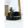 Ceinture verte avec boucle rectangle strass et argenté