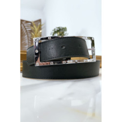 Ceinture verte avec boucle rectangle strass et argenté