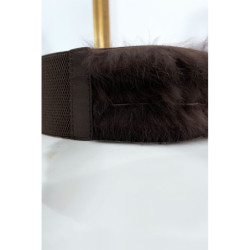 Ceinture élastique marron avec accessoire et plume