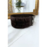 Ceinture élastique marron avec accessoire et plume