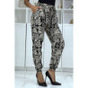 Pantalon fluide noir à motif ethnique A-21