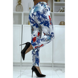 Pantalon fluide blanc à motif floral B-5