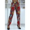 Pantalon fluide cognac à motif floral B-5