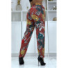 Pantalon fluide cognac à motif floral B-5