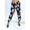 Pantalon ample marine à imprimé feuillage d'automne