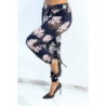 Pantalon ample marine à imprimé feuillage d'automne