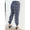 Pantalon ample marine à imprimé centaines de plumes