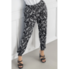 Pantalon fluide noir à motif aztèque avec joli noeud à la taille