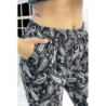 Pantalon fluide noir à motif aztèque avec joli noeud à la taille