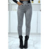 Pantalon canard motif carreaux avec poches boutons et élastique à la taille