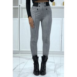 Pantalon canard motif carreaux avec poches boutons et élastique à la taille