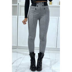 Pantalon canard motif carreaux avec poches boutons et élastique à la taille