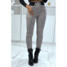Pantalon rose motif carreaux avec poches boutons et élastique à la taille